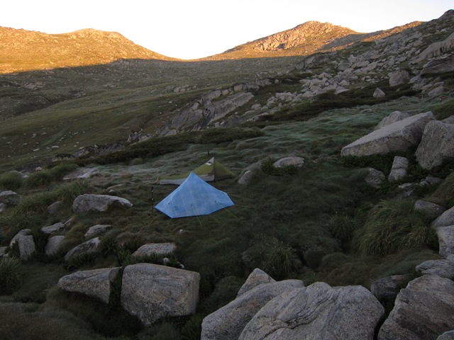 5 Campsite & Sunrise over Mt Townsend.JPG