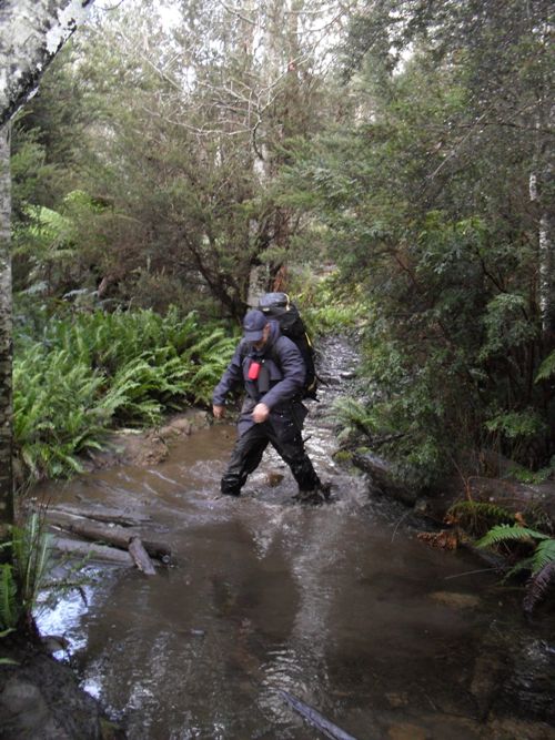 yakka dave walking along a wet part of the track.JPG