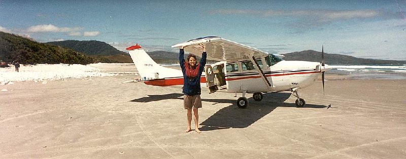 1996-12 Xmas Walk Sth Coast - S with Plane @ Cox Bight.jpg